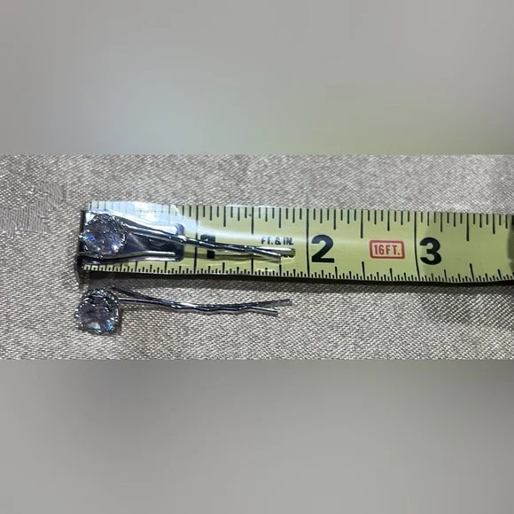 Elegant Cubic Zirconia Silver Hair Pins - Picture 4 of 4